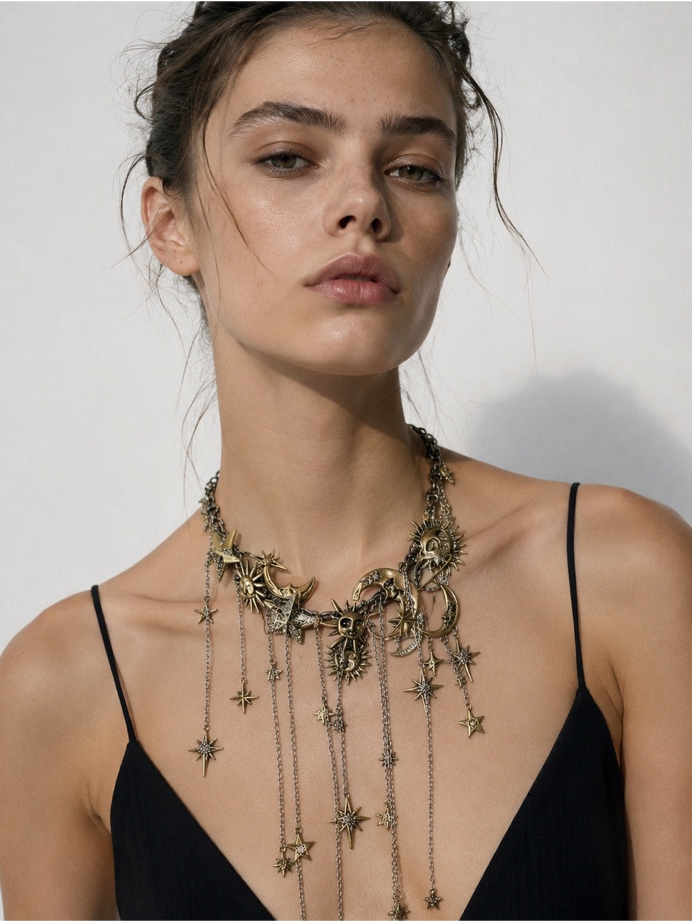 Gold Moon & Star Multi-Drape Necklace - Picture 3 of 9